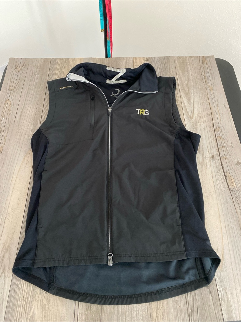 Zero Restriction Z700 Windproof Vest Mens Black Full Zip Company Logo Medium